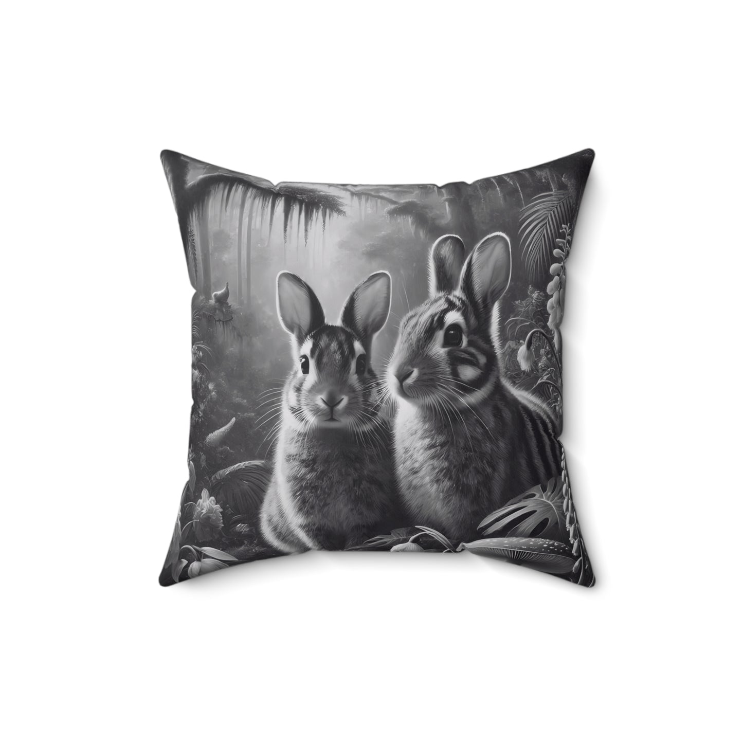 Decorative Pillow - Accent Cushion, 4 Sizes /Tropical Sumatran Rabbits/Slate