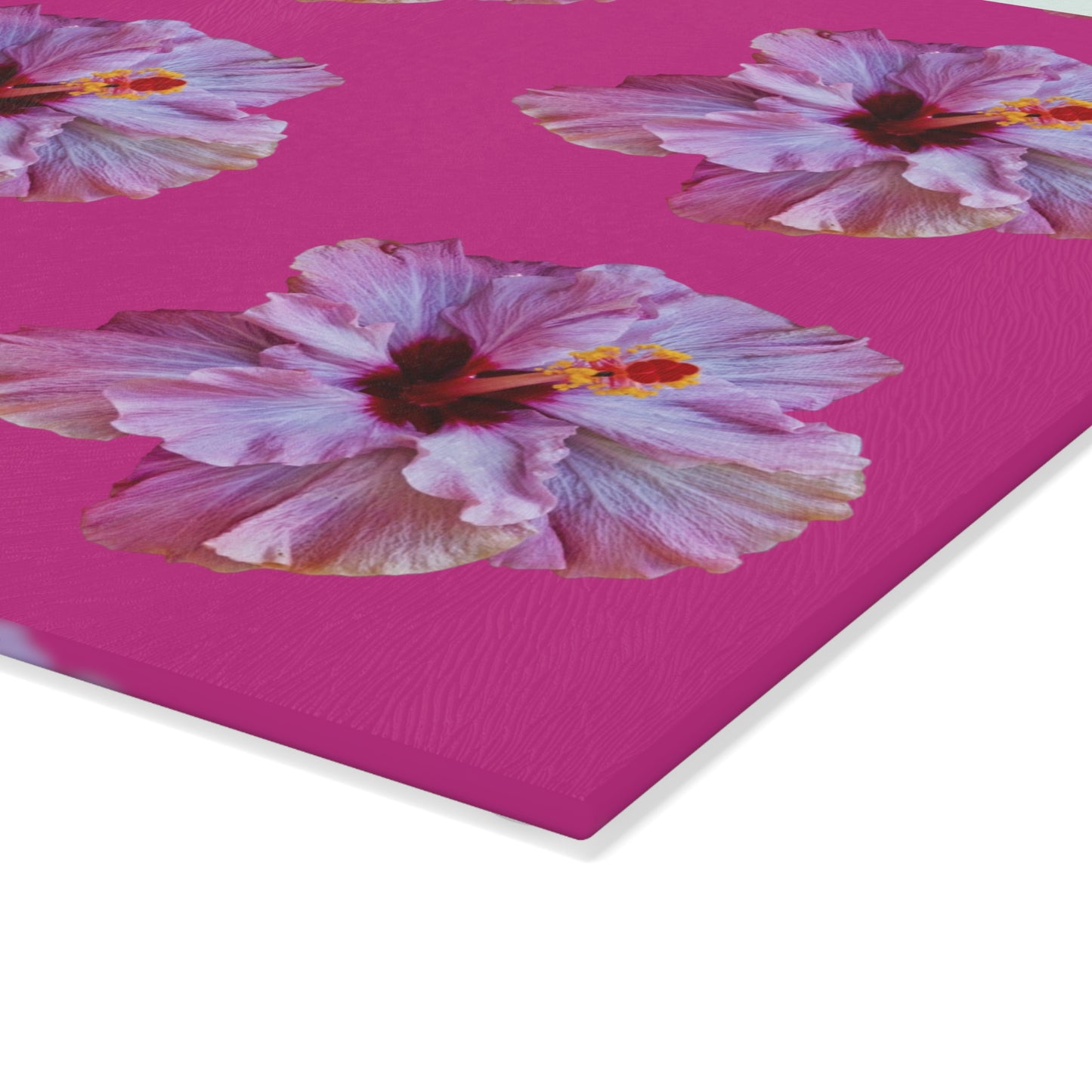 Glass Cutting Board, 2 sizes - Real Purple Hibiscus/Pink