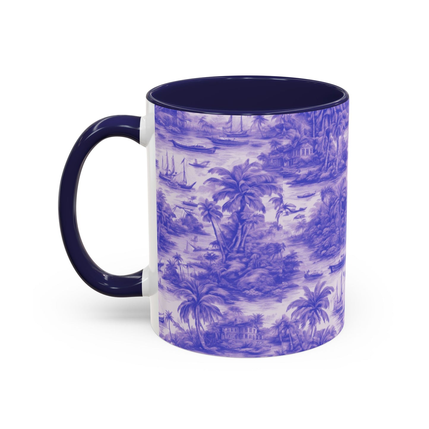 Accent Coffee Mug (11, 15oz), 8 Colors - Tropical Toile #1, purple