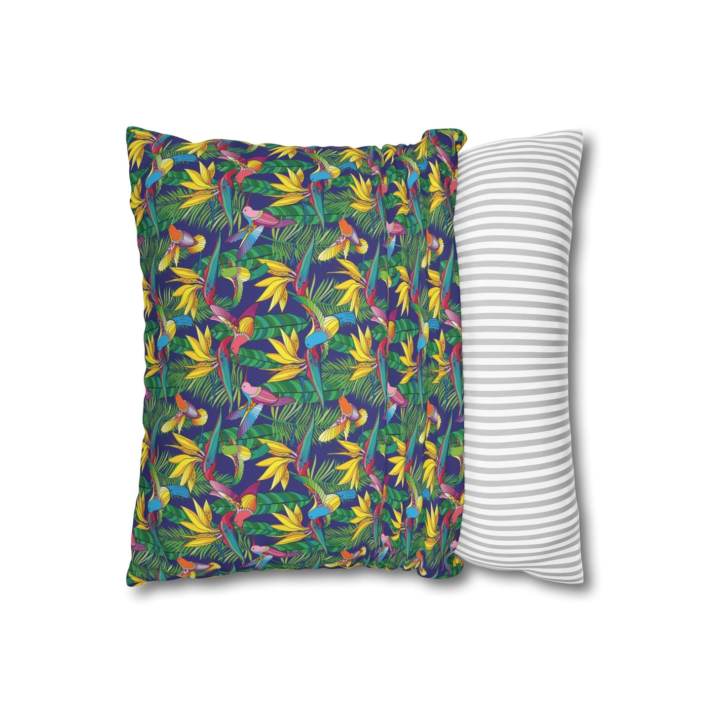 Faux Suede Square Pillowcase - Bird of Paradise Toile