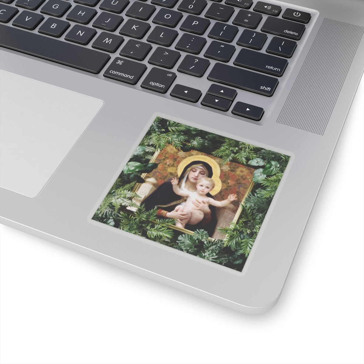 Madonna With Lilies Kiss-Cut Stickers - Religious Laptop Decor