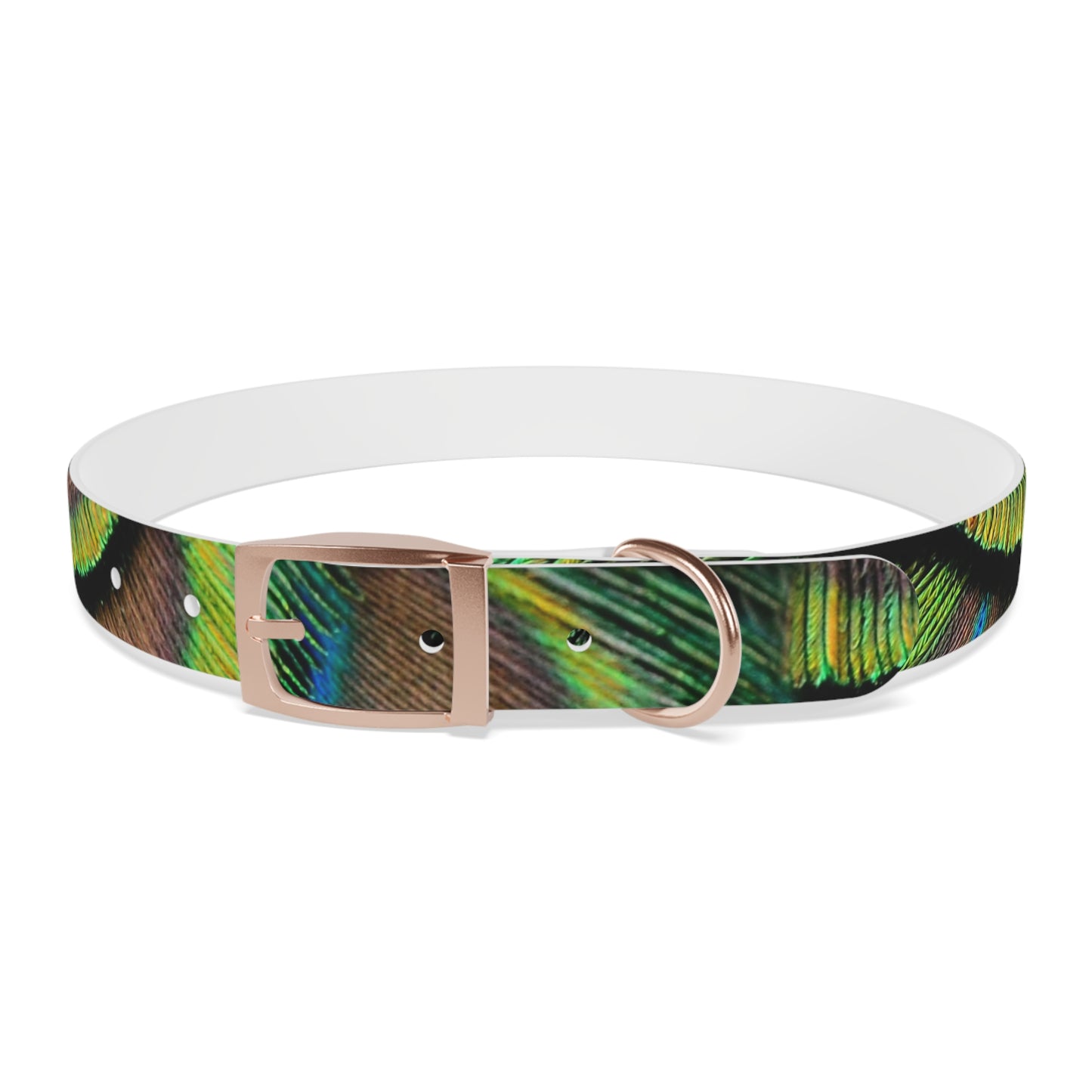 Dog Collar - Brilliant Green Peacock Feathers