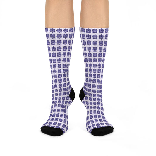 Cushioned Crew Socks - Deco Palm Trees, Purple