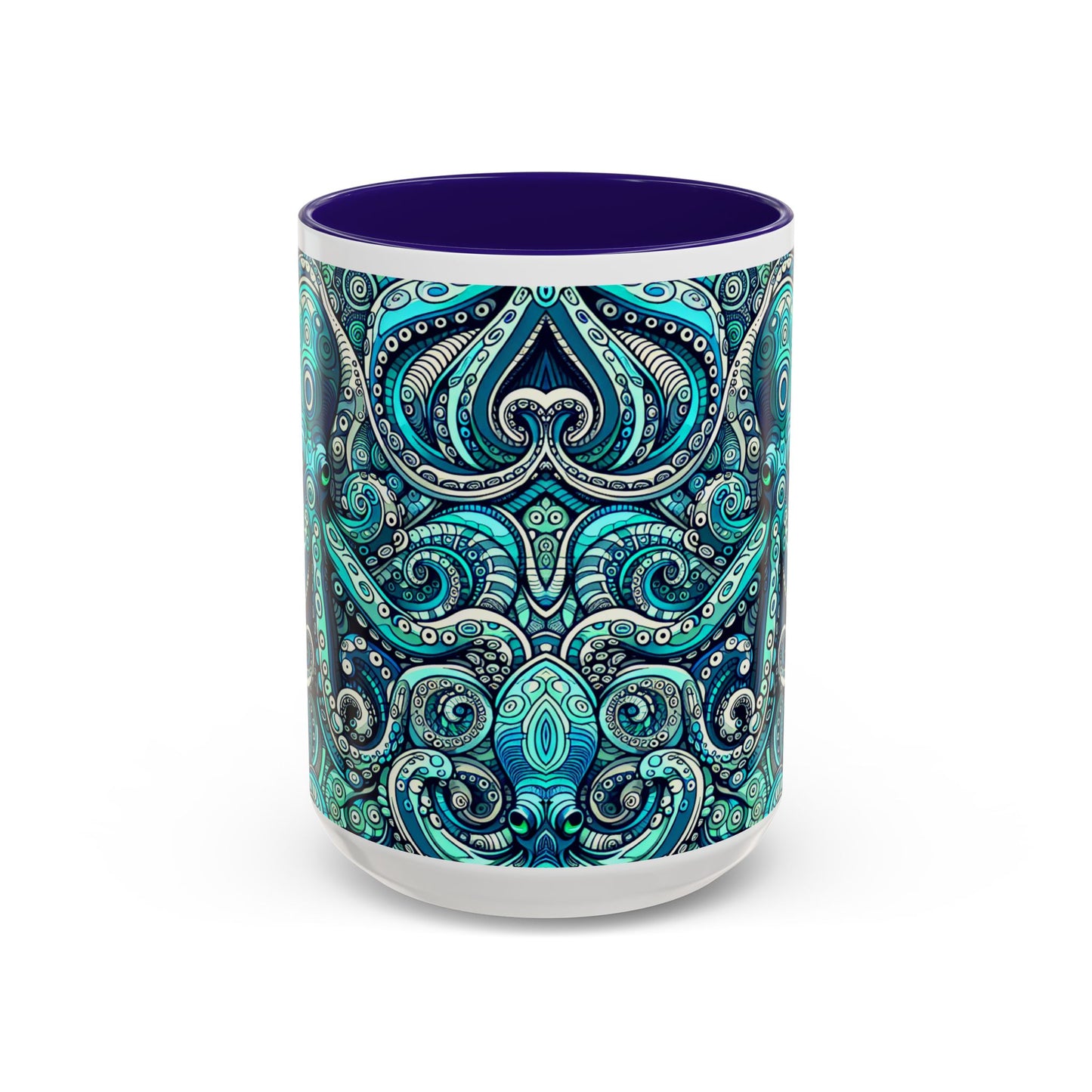 Accent Color Coffee Mug, Many Colors - 11oz & 15oz / Aqua Octopus