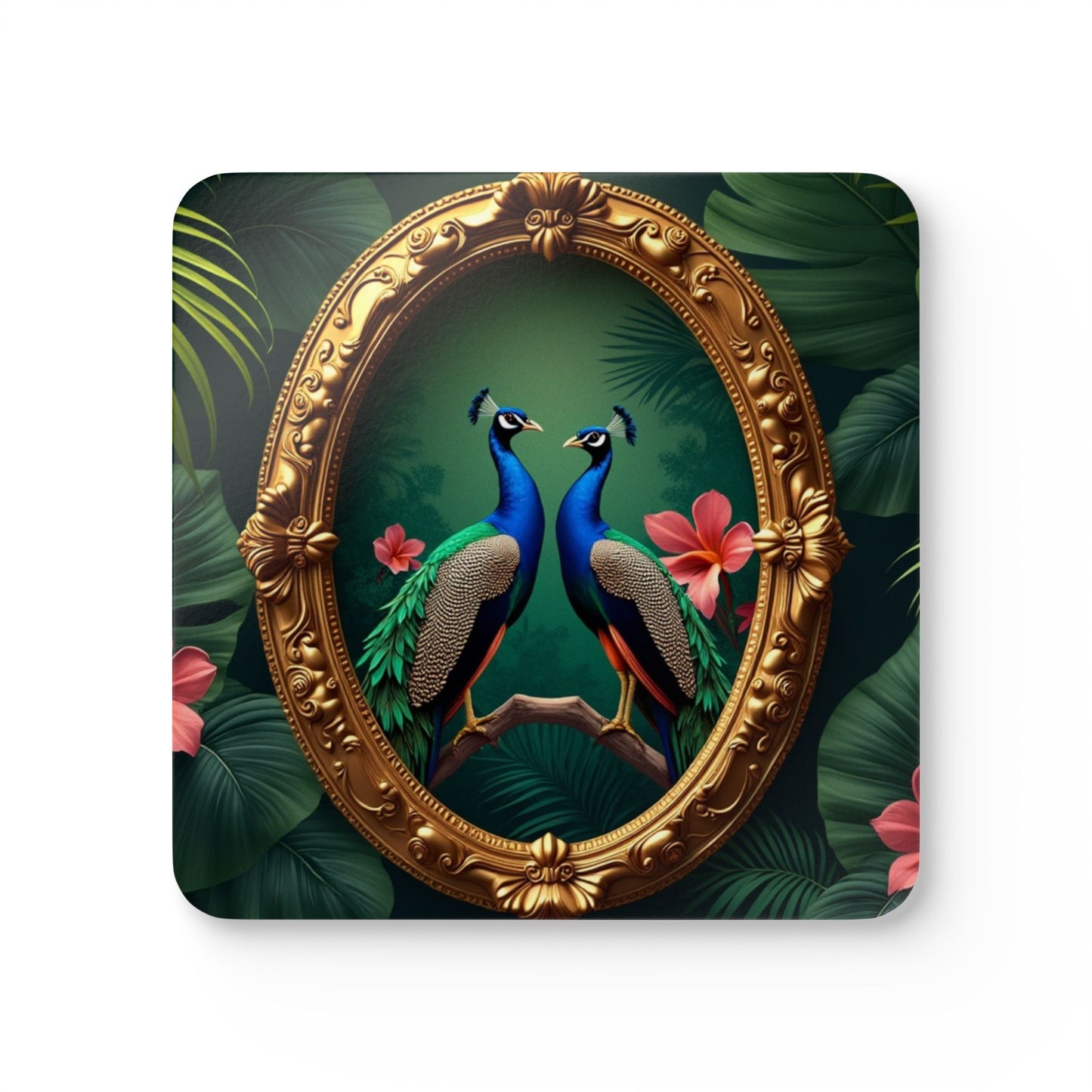 Copy of Coaster Set - Framed Two Peacocks