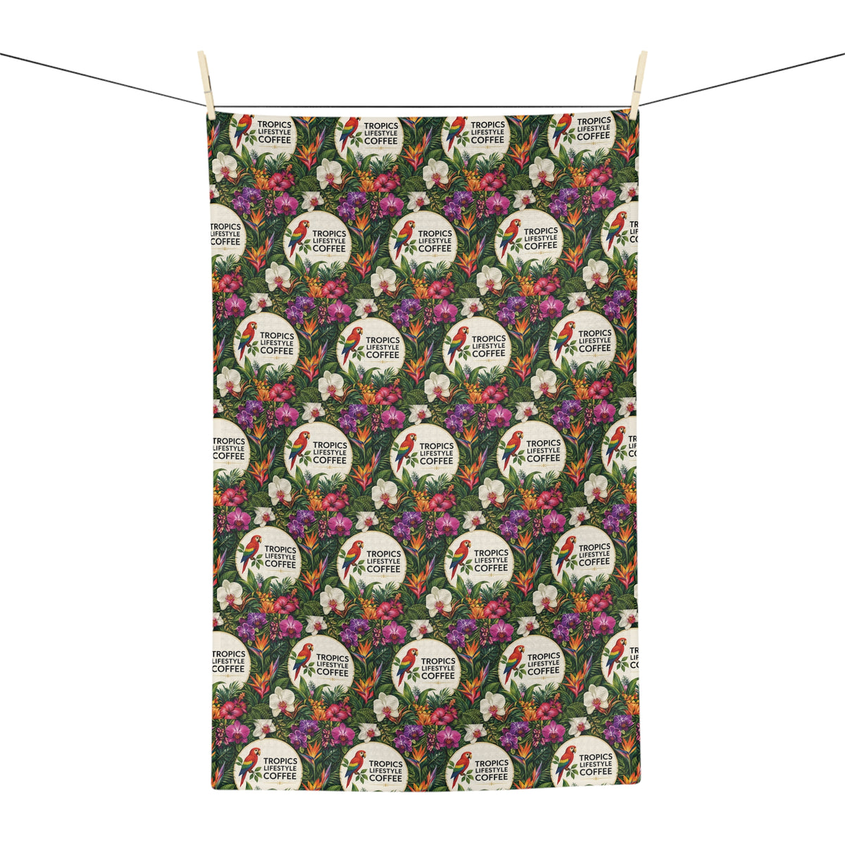 Microfiber Coffee/Tea Kitchen Towel - Tropics Lifestyle Coffee, Lush Pattern