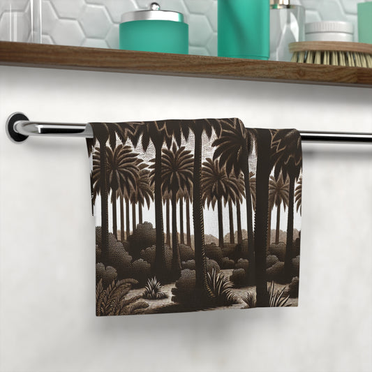 Face Towel - Woodcut Palm Grove