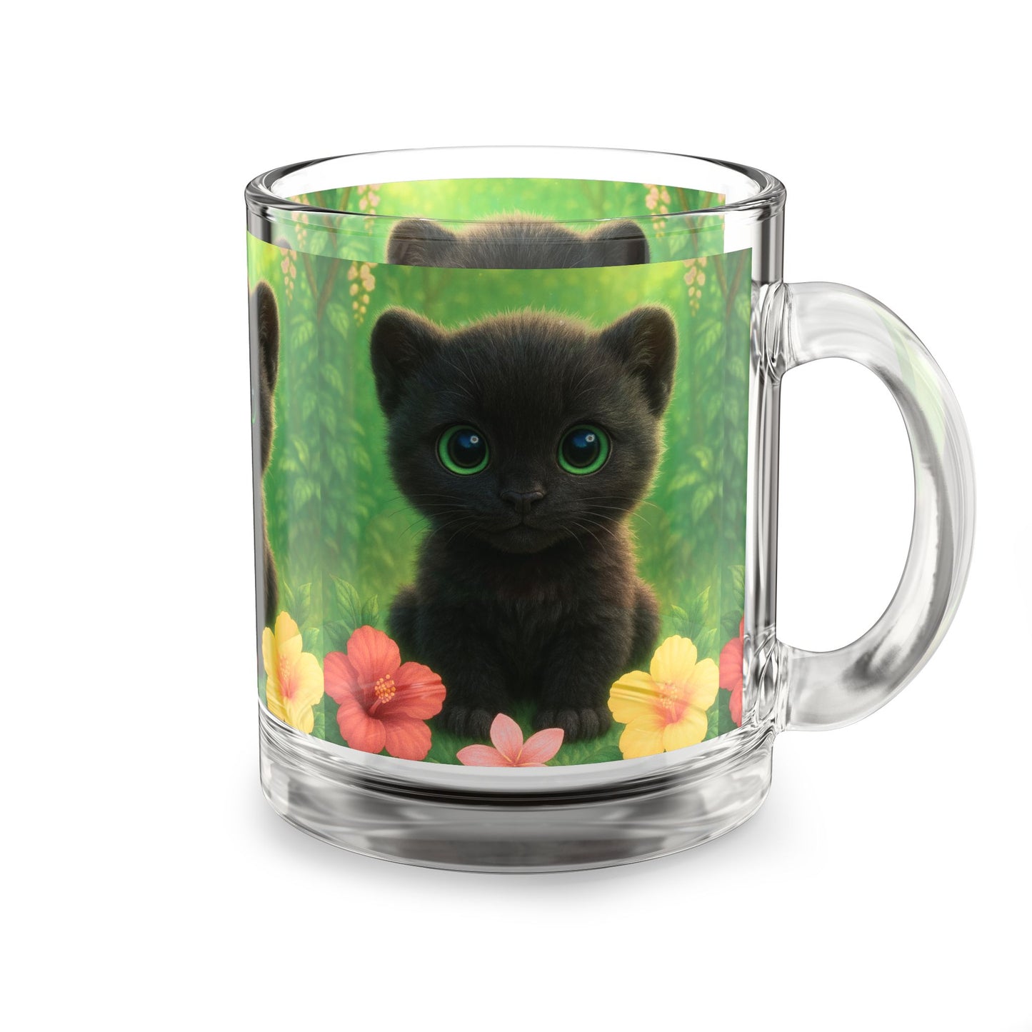 Baby Black Panther Glass Mug - 10oz, Perfect for Rainforest Lovers