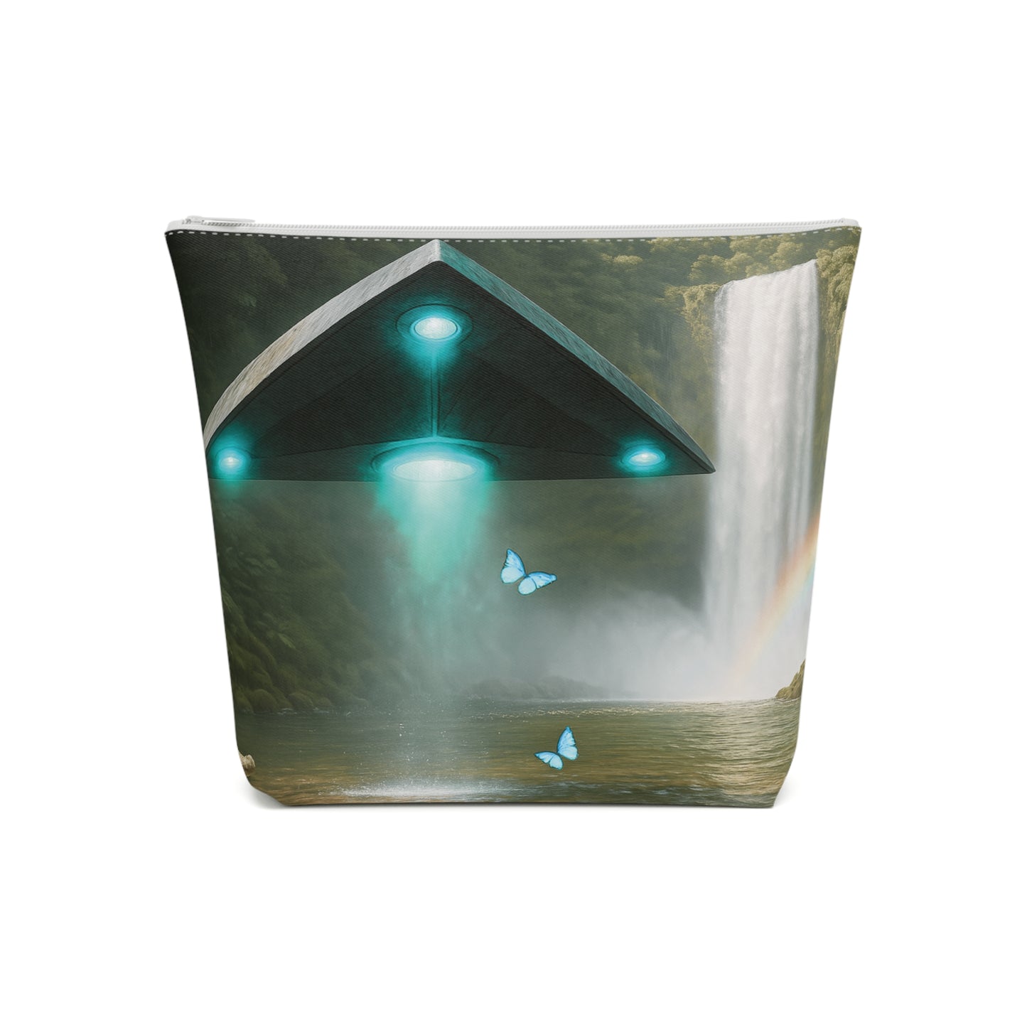 Tropical Cotton Cosmetic Bag, Makeup Pouch, 5 Sizes / UFO and Waterfall