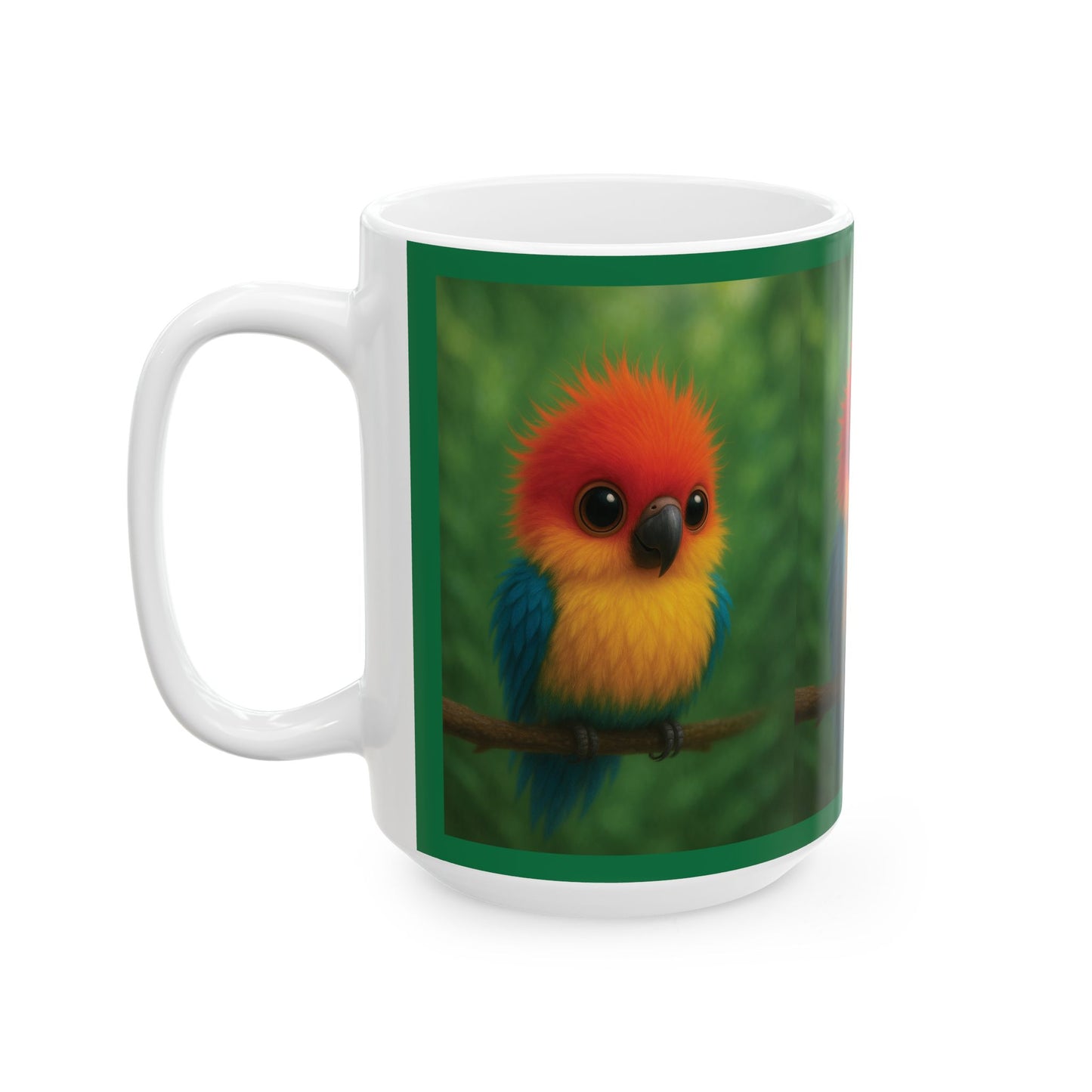Ceramic White Mug - 11oz & 15oz, Baby Parrot
