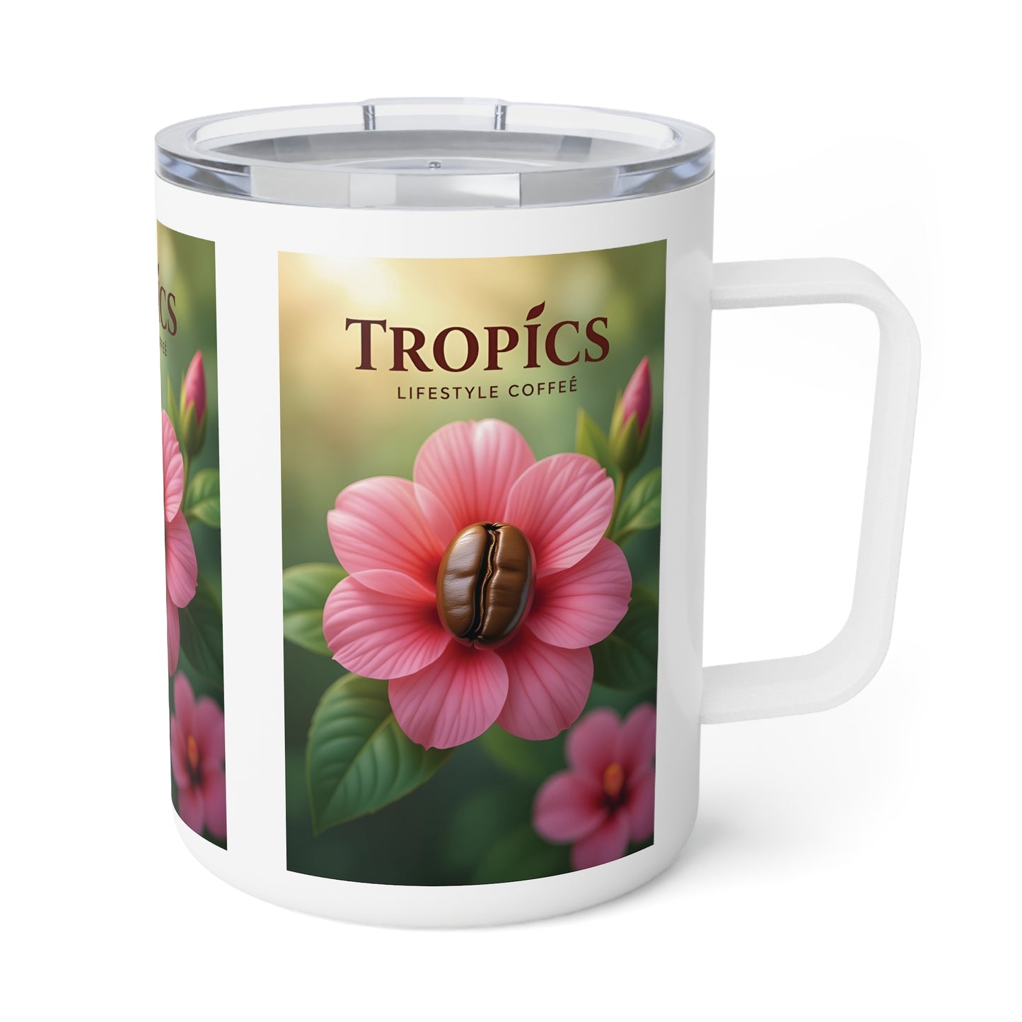 Tropical Insulated Coffee Mug, 10oz / Tropical Bean Flower