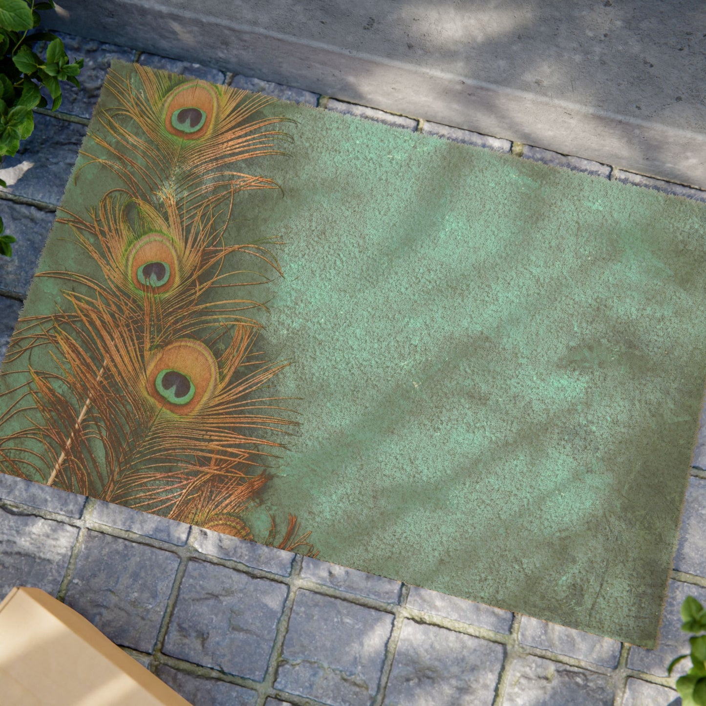 Tropical Doormat - Vibrant Coconut Fiber Entrance Mat / Peacock Turquoise Glow