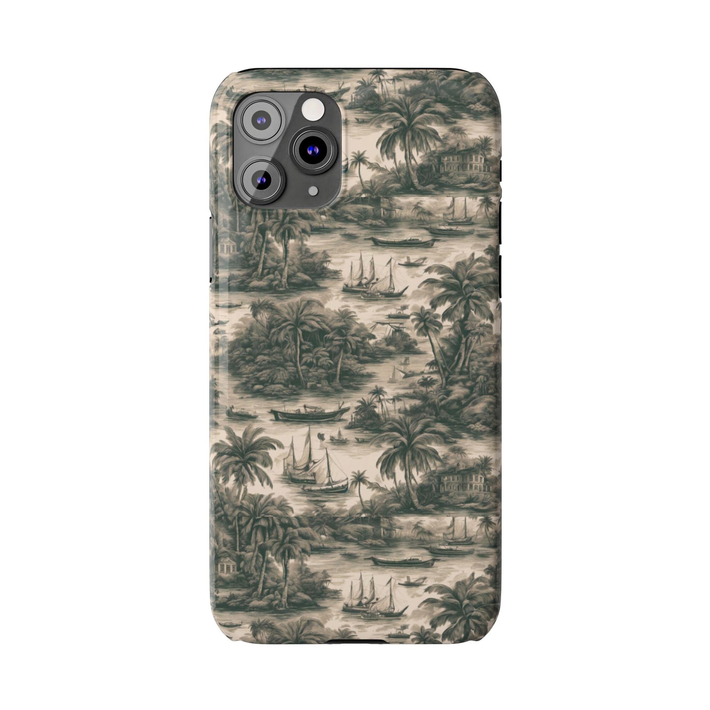 Slim Phone Cases - Tropical Toile #1, black