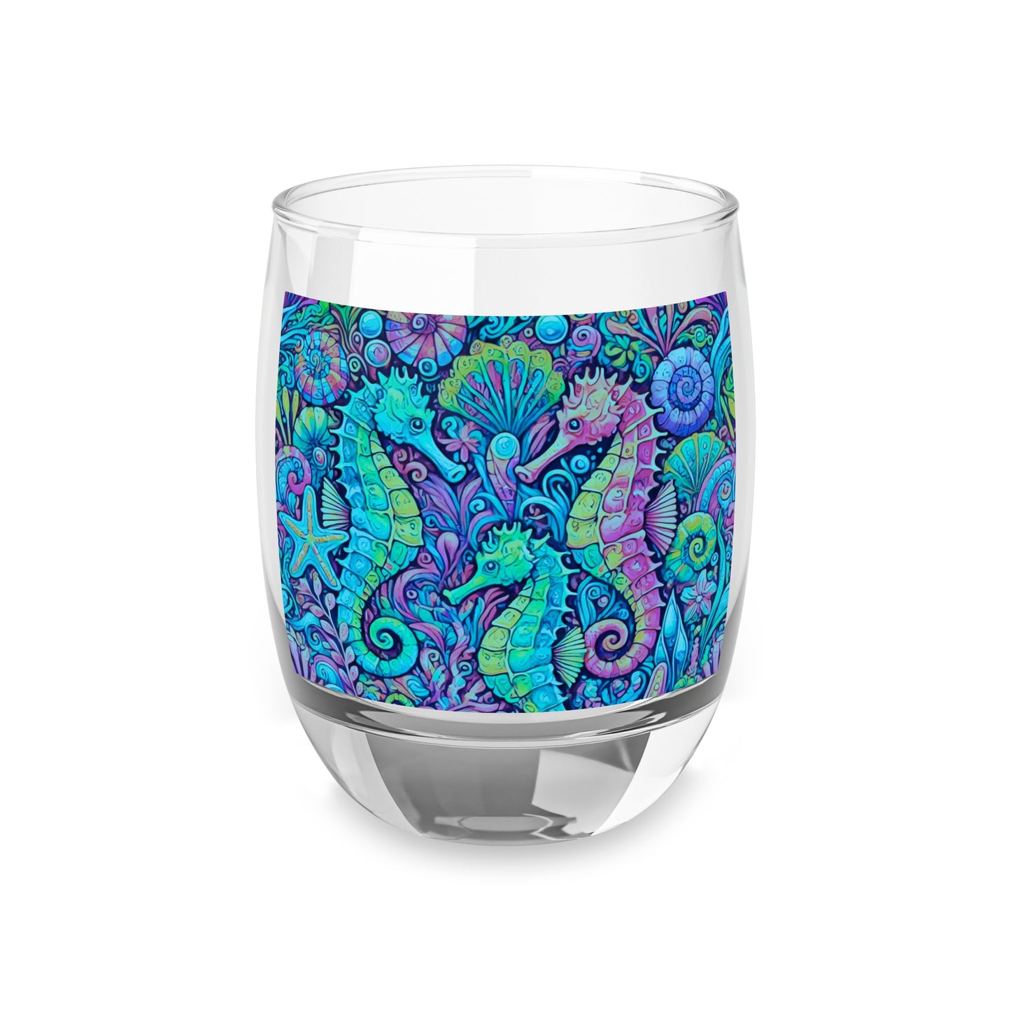 Whiskey Glass, Seahorse Trio/Turquoise Pop