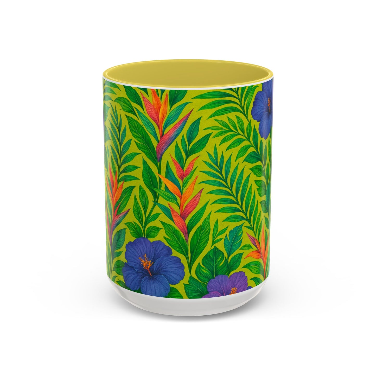 Vibrant Floral Coffee Mug - 11oz & 15oz / Midnight Flower Lime