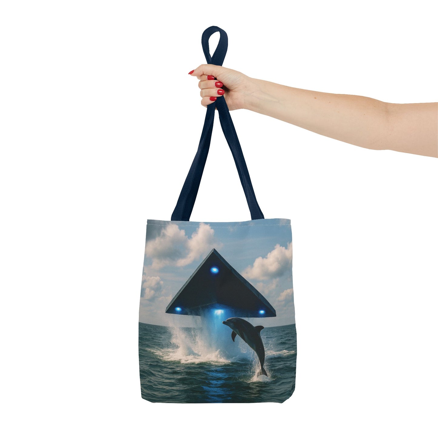 UFO and Dolphin in Ocean Tote Bag - 3 Sizes