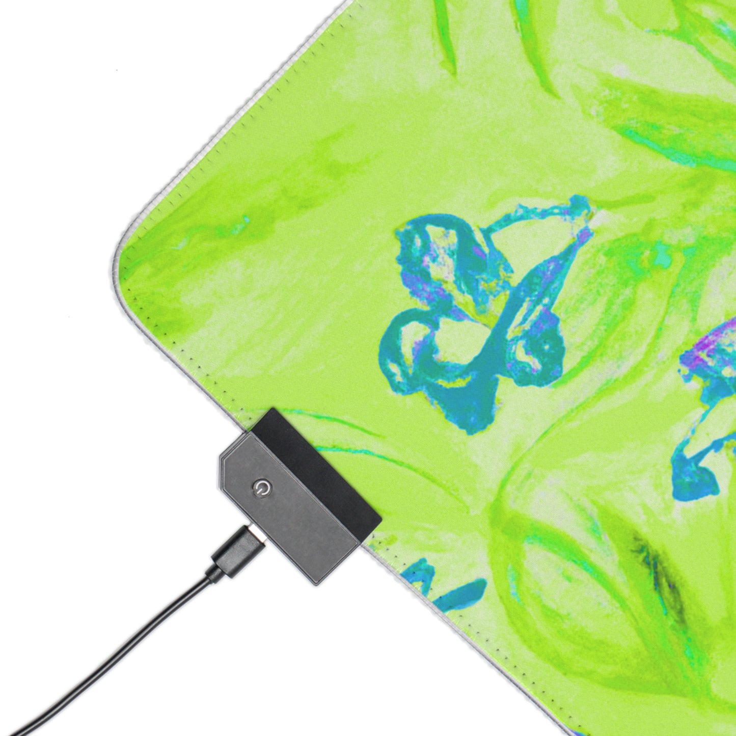 LED Gaming Mouse Pad With Vibrant RGB Lighting, 4 Sizes / Tropical Doodles, Lime