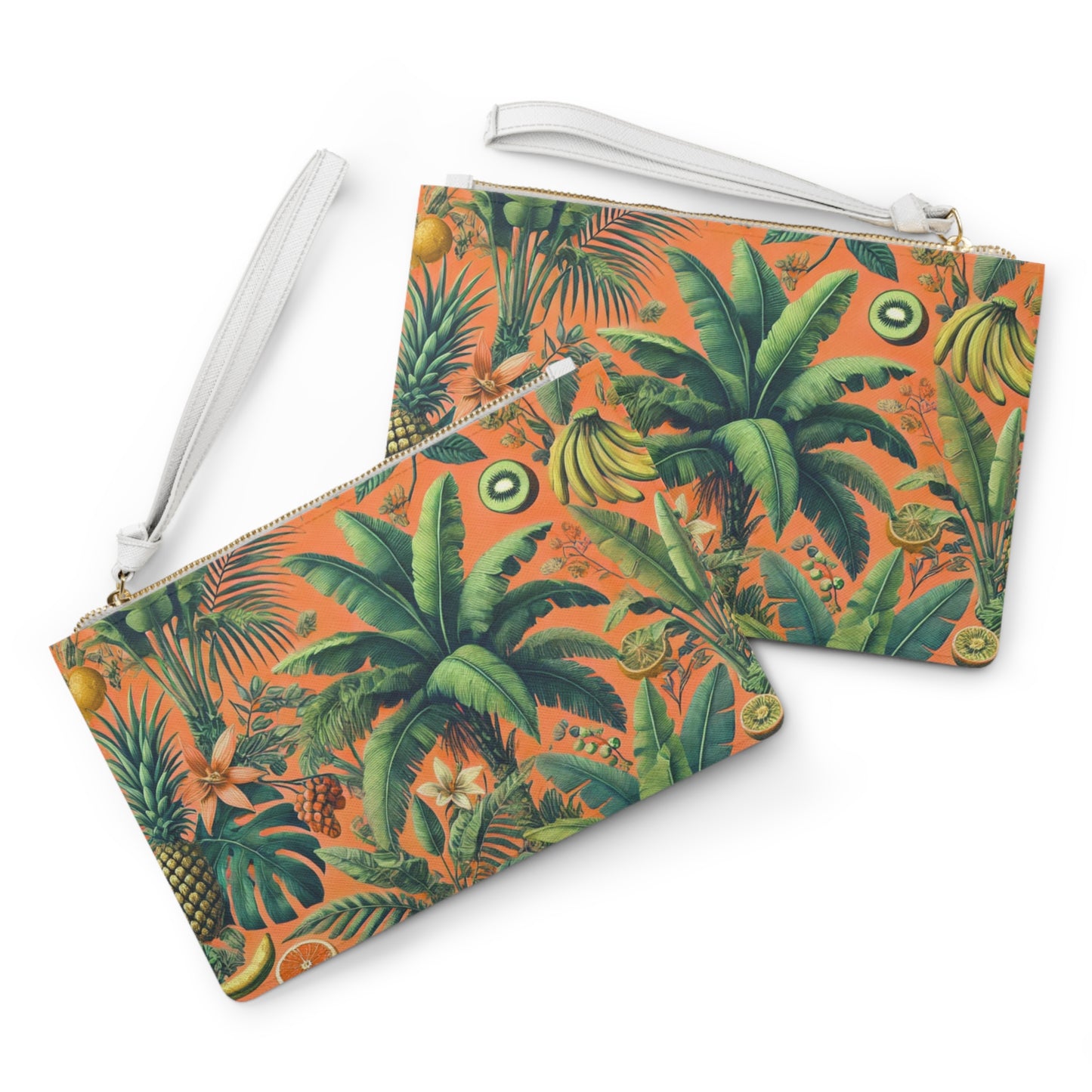 Tropical Faux Leather Clutch Bag - Perfect for Beach Adventures & Summer Vacations / More Tropical Fruit, Orange
