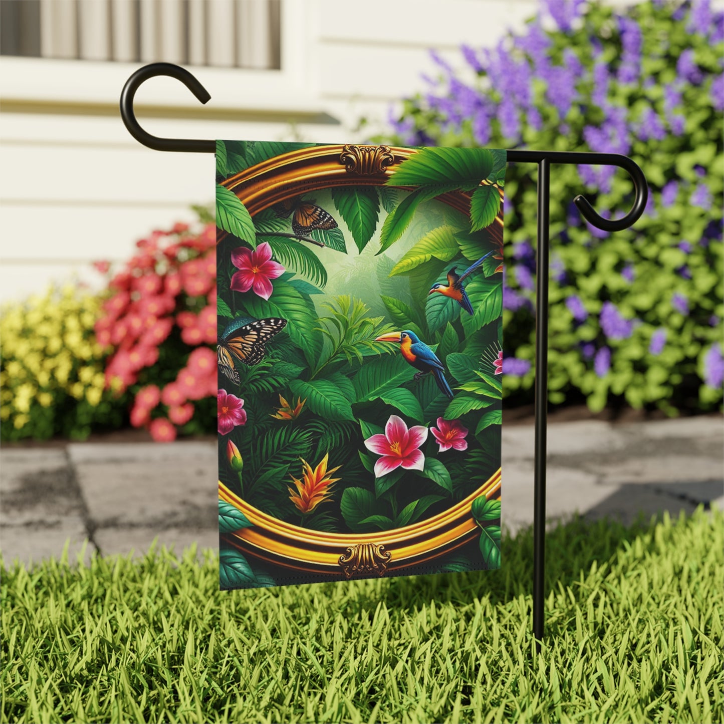 Tropical Garden Flag  - Perfect for Outdoor Decor / Framed Rainforest