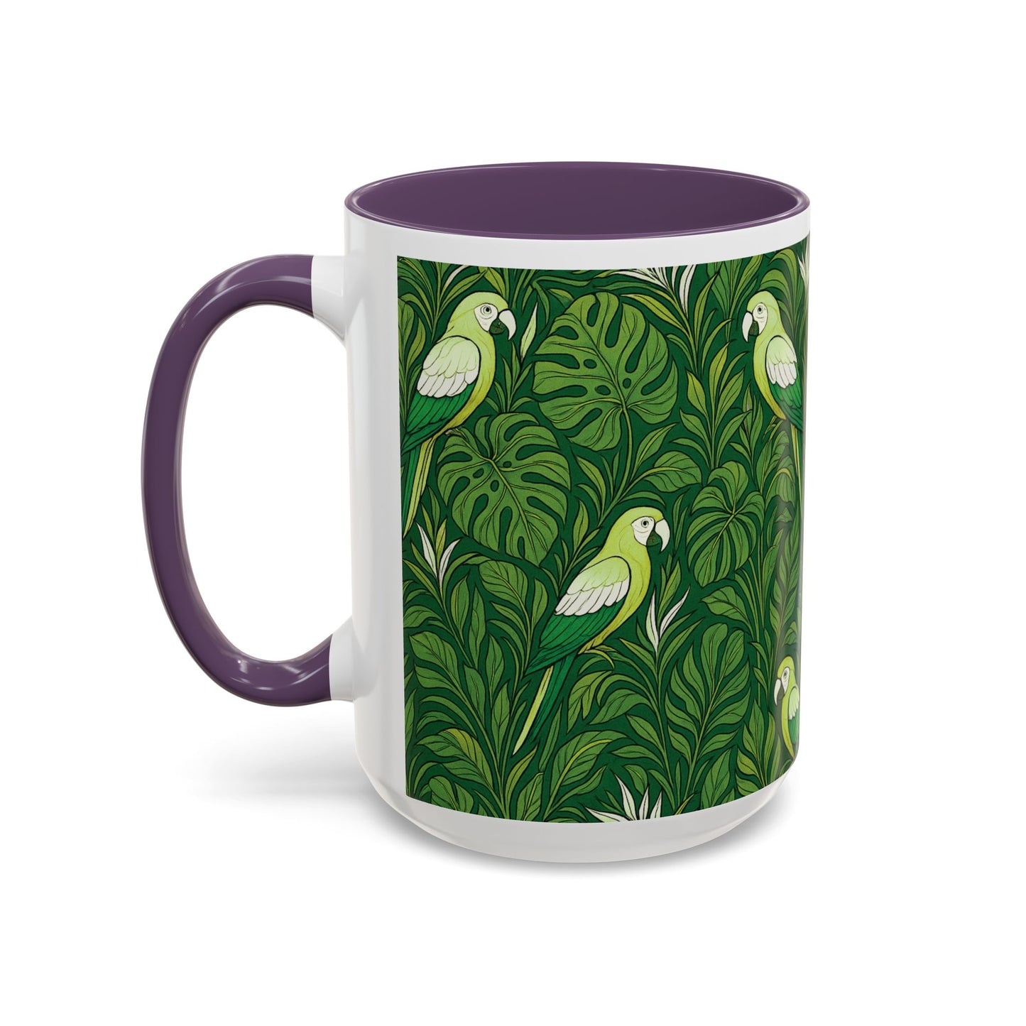 Accent Coffee Mug (11, 15oz), 8 Colors - Parrot Family, Lime