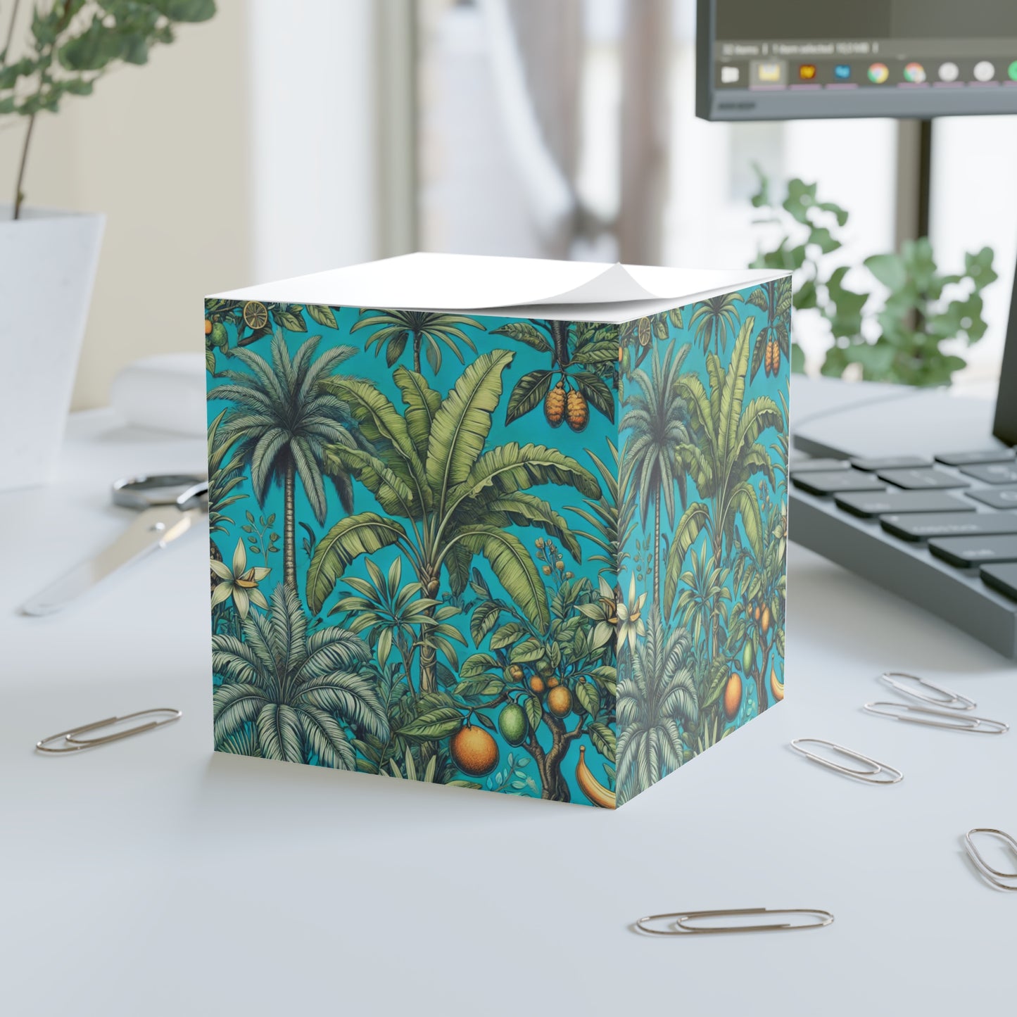 Note Cube - Tropical Fruit, Turquoise
