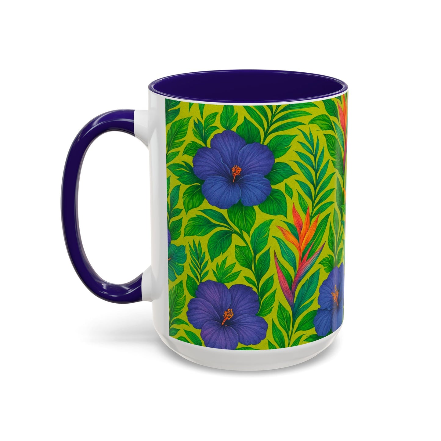 Vibrant Floral Coffee Mug - 11oz & 15oz / Midnight Flower Lime