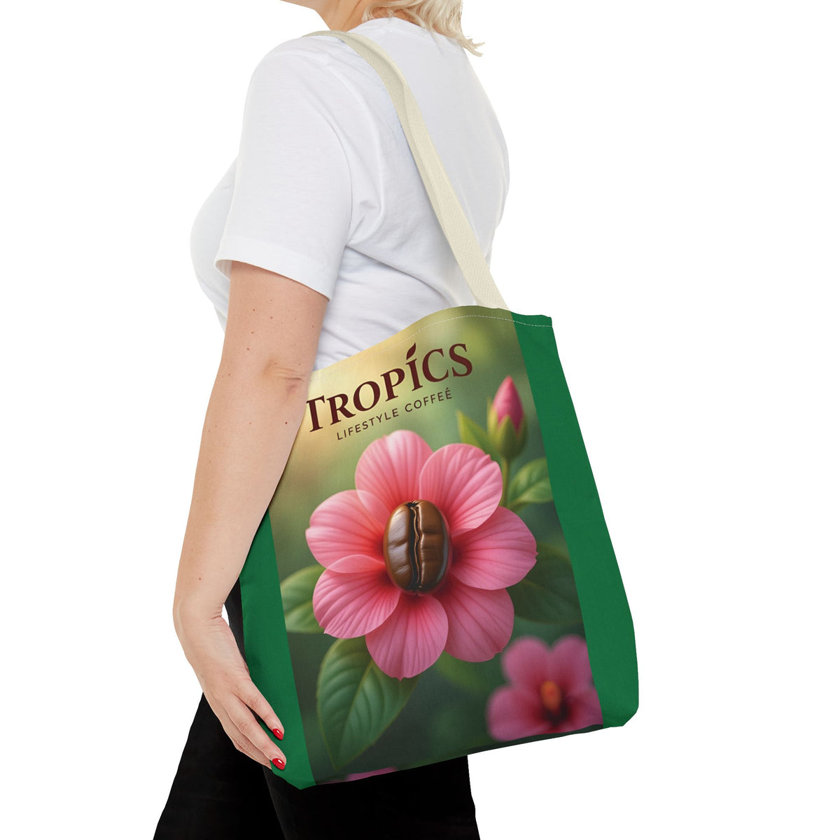 Pink Flower/Green TLCoffee Tote Bag - 3 Sizes