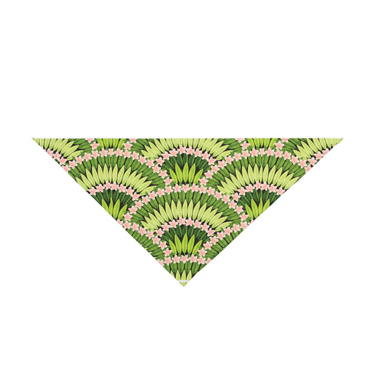 Lime Plumeria and Palms Tropical Pet Bandana, 2 Sizes - Stylish accessory for dogs & cats