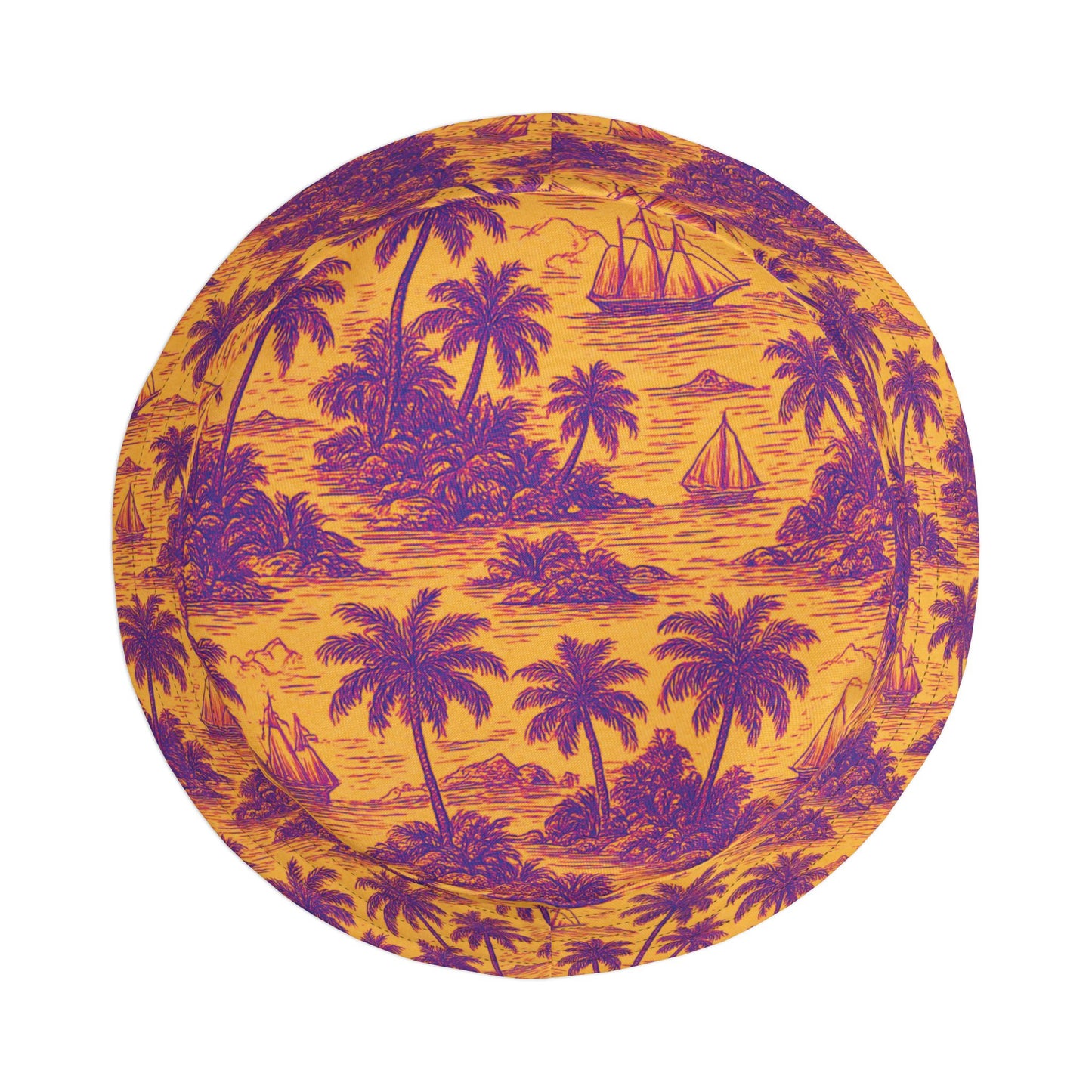 Tropical Polyester Bucket Hat, 2 Sizes - Faraway Toile/Pop