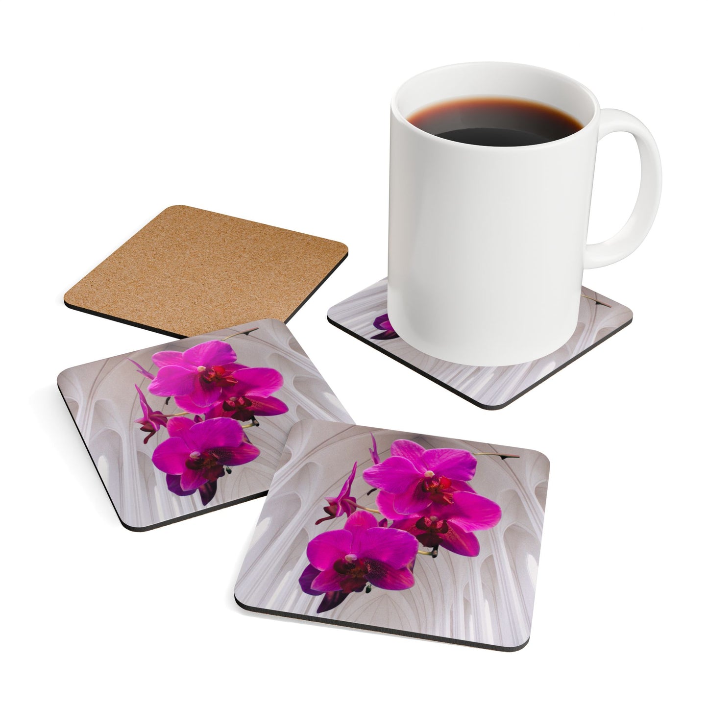 Coaster Set - Purple Orchids / Gothic