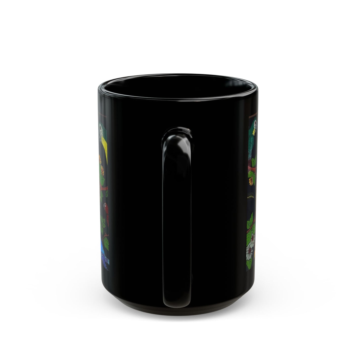 Black Mug (11oz, 15oz), Butterflies & Parrots #1