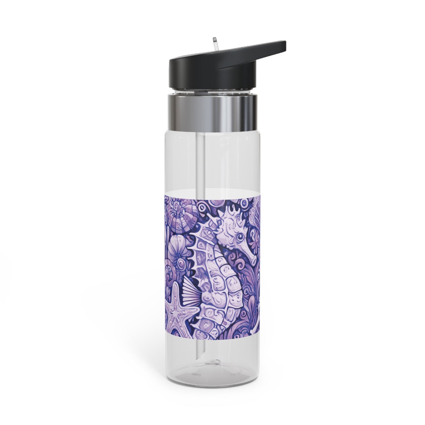 Tropical 20oz Tritan Sport Water Bottle -  Leakproof, Lightweight, BPA-Free / Seahorse Trio, Amethyst Macro