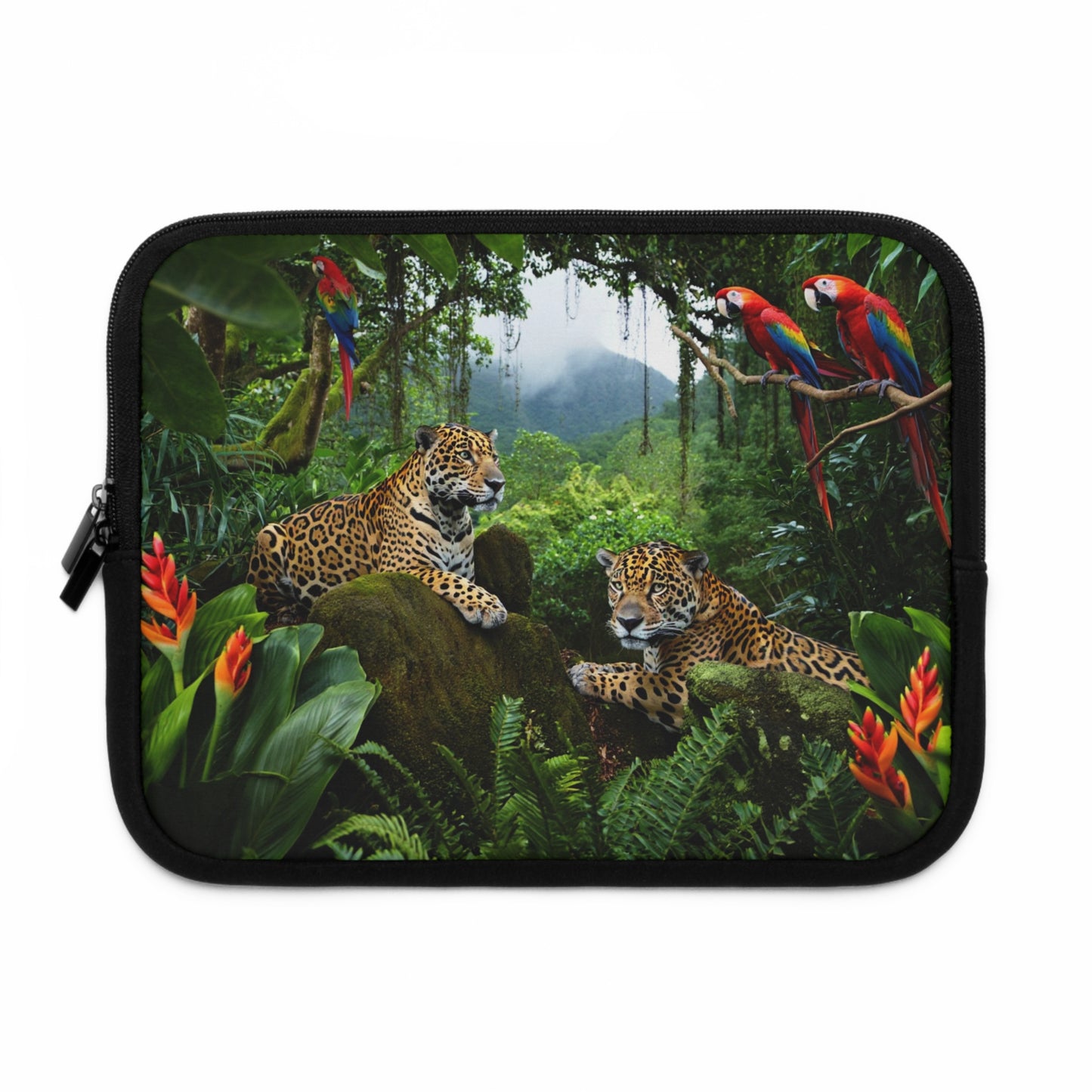 Tropical Laptop Sleeve, 5 Sizes - Perfect for Rainforest Lovers & Students / Jaguars at Rest