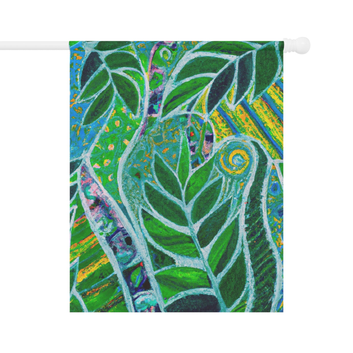 Tropical Garden Flag  - Perfect for Outdoor Decor / Rainforest Amazon Whimsy, Green