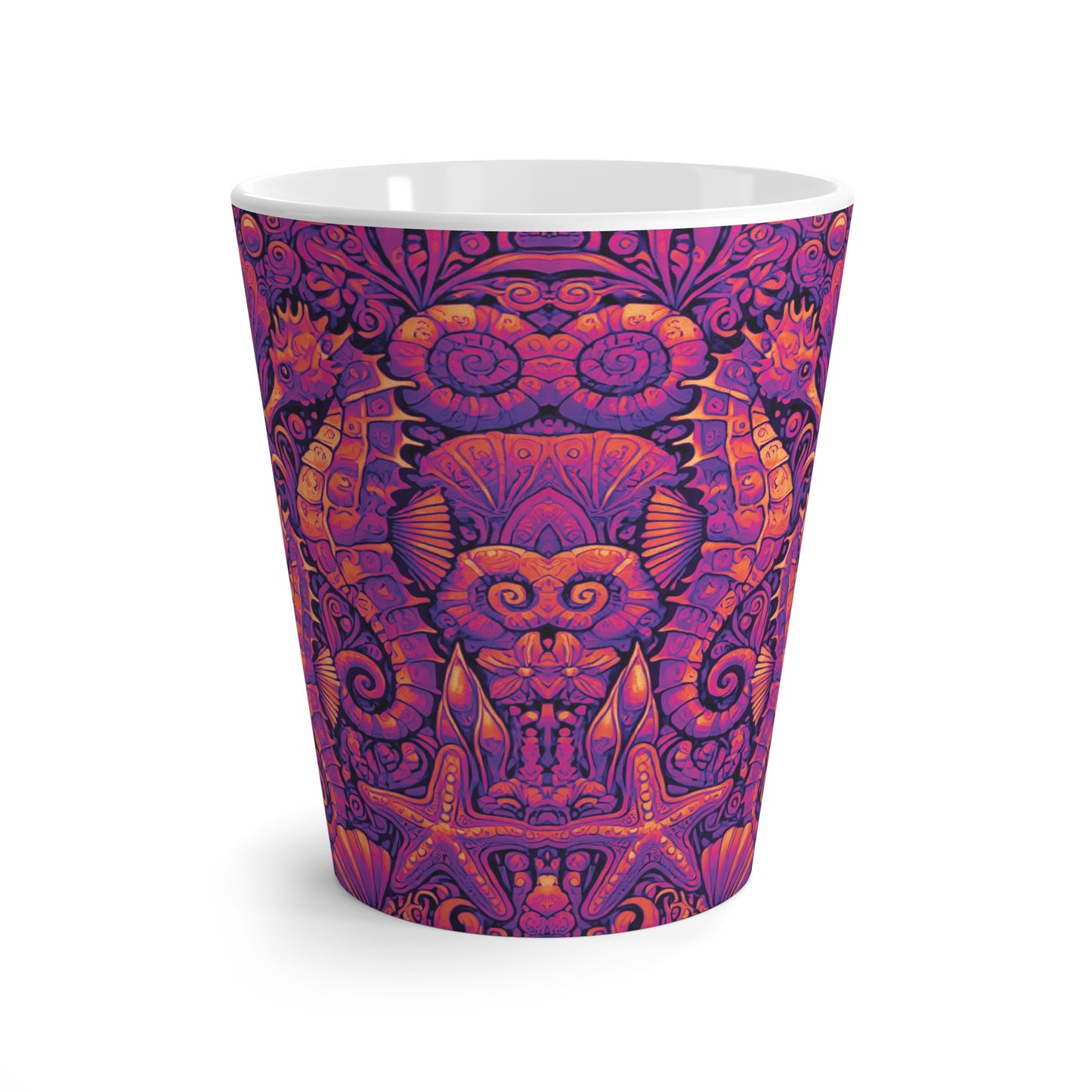 Latte White Mug - Seahorses, Pop Brights