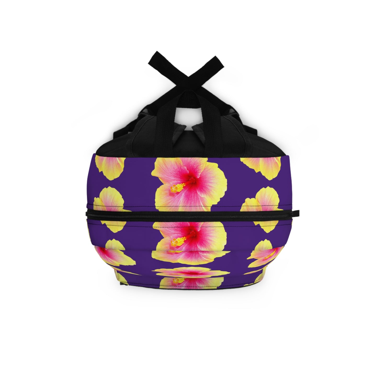 Tropical Backpack / Yellow & Pink Hibiscus Flower/Purple