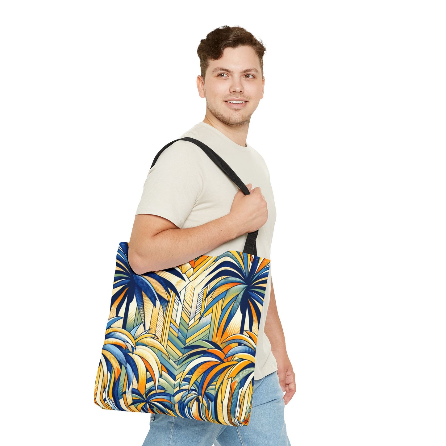 Stylized Palms Blue Tote Bag - 3 Sizes