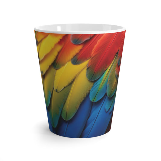 Latte White Mug - Perfect for Coffee Enthusiasts / Macaw Feathers