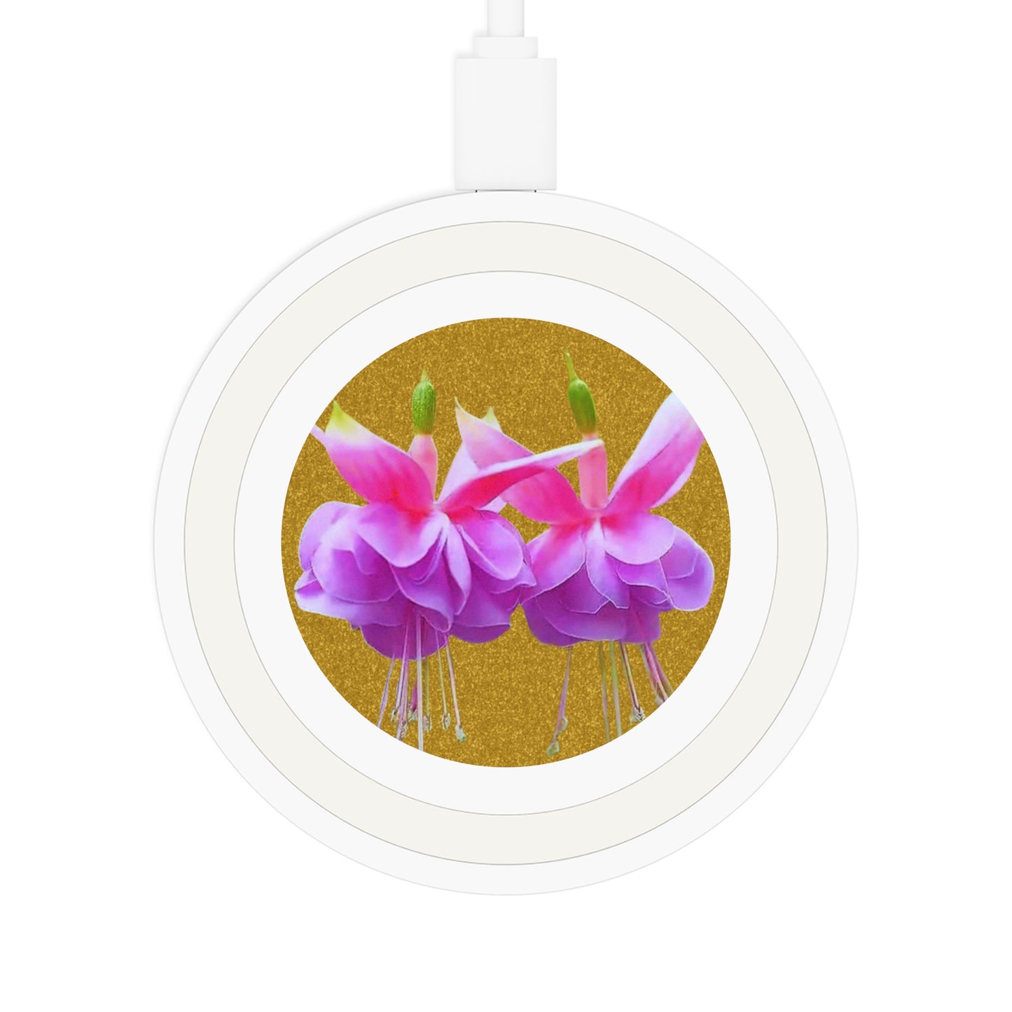 Quake Wireless Charging Pad - Two Pink Fuchsias / Gold Glitter