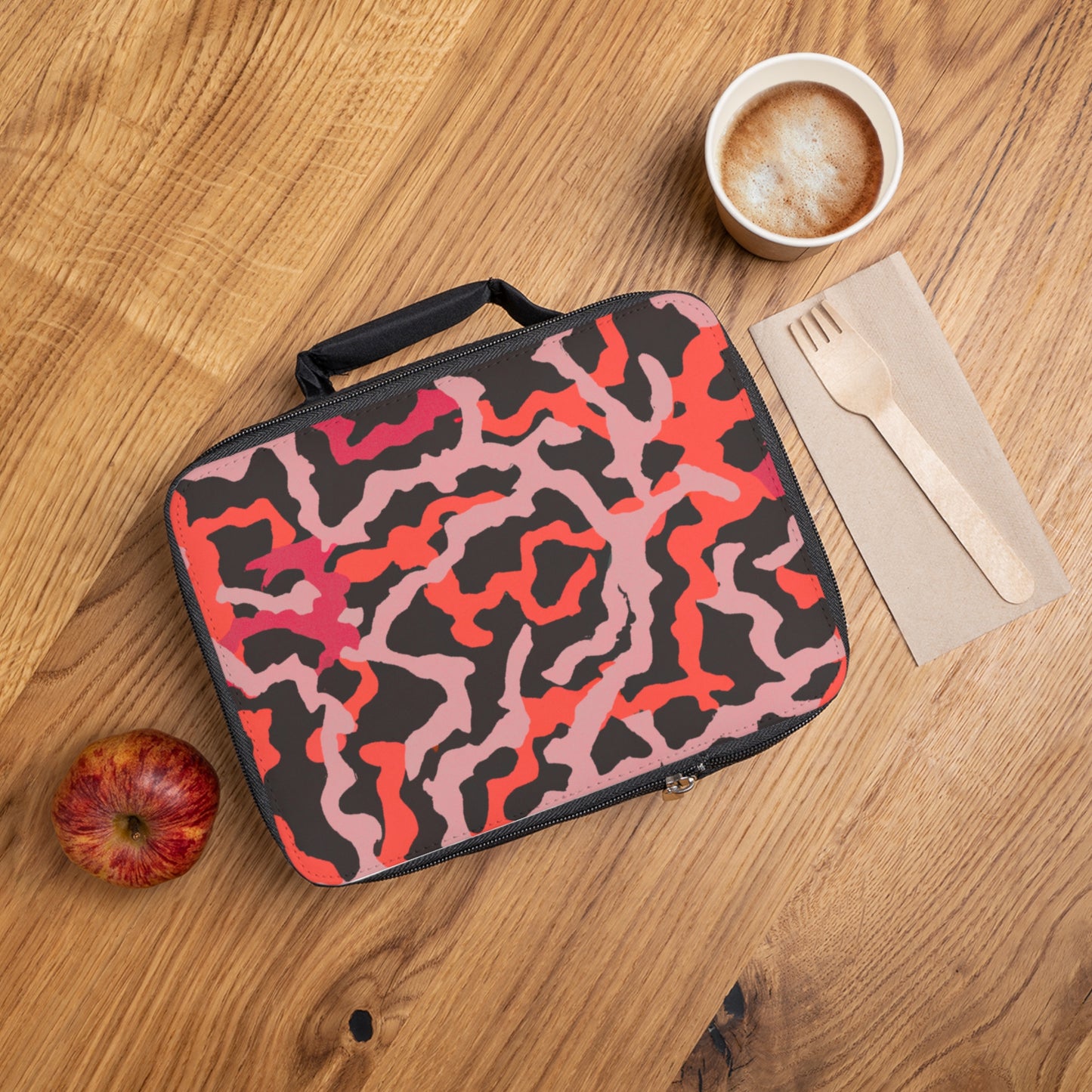 Coral Threads/Red Lunch Bag - Eco-Friendly Insulated Tote, Adult and Child Lunchbox / Perfect for Picnics, Beach Outings
