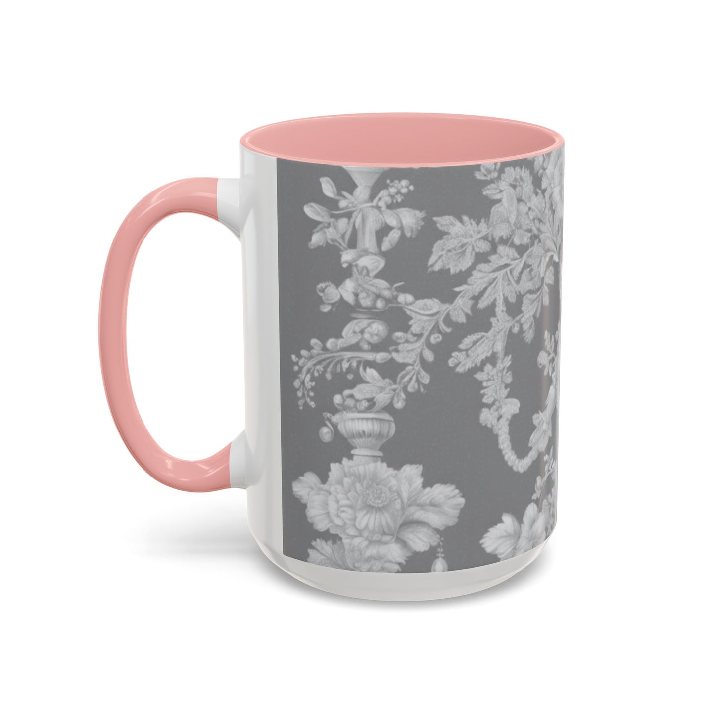 Accent Coffee Mug (11, 15oz), Pearl Lady Toile/Slate, Various Colors