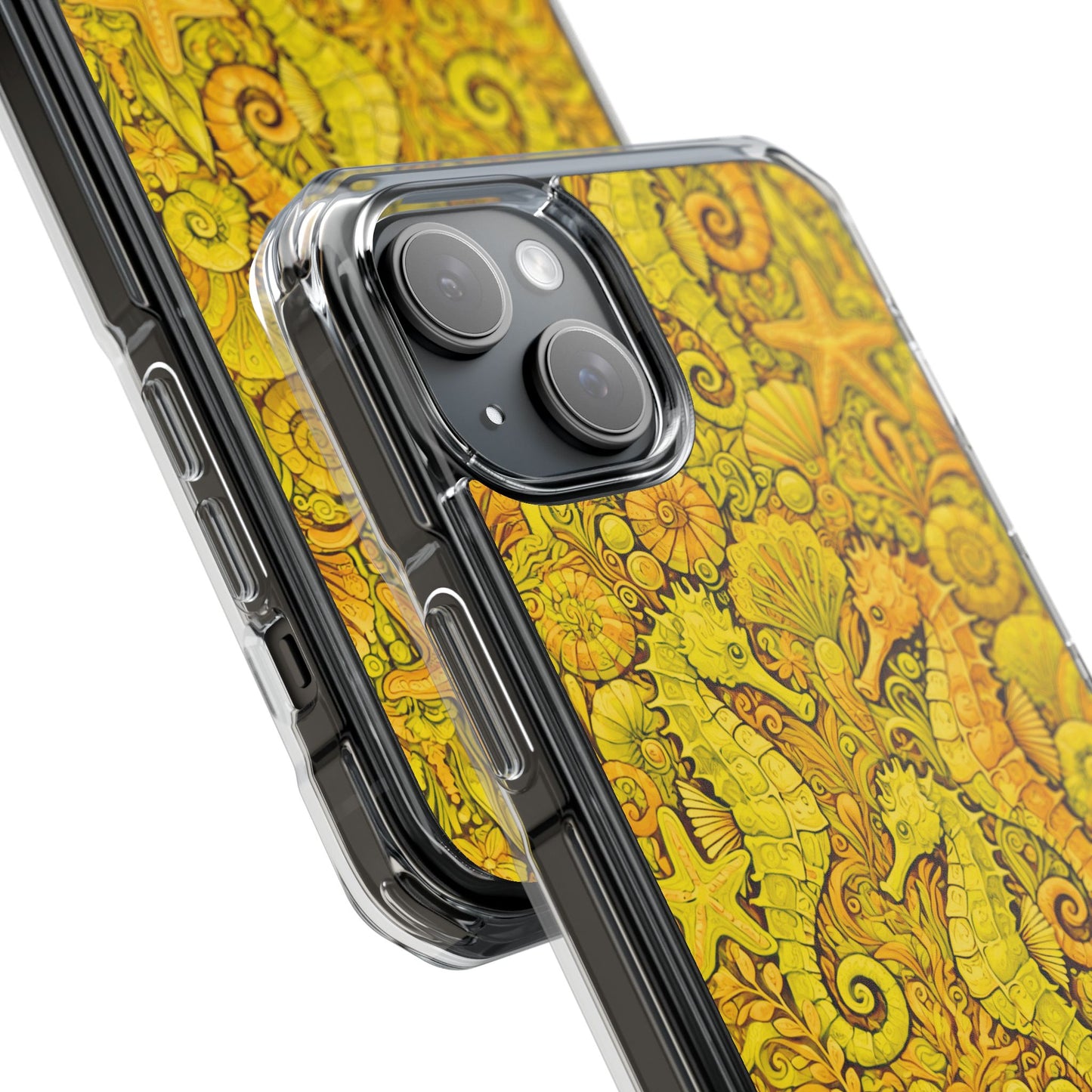 Seahorses/Yellow Magnetic Clear Phone Case, Many Models