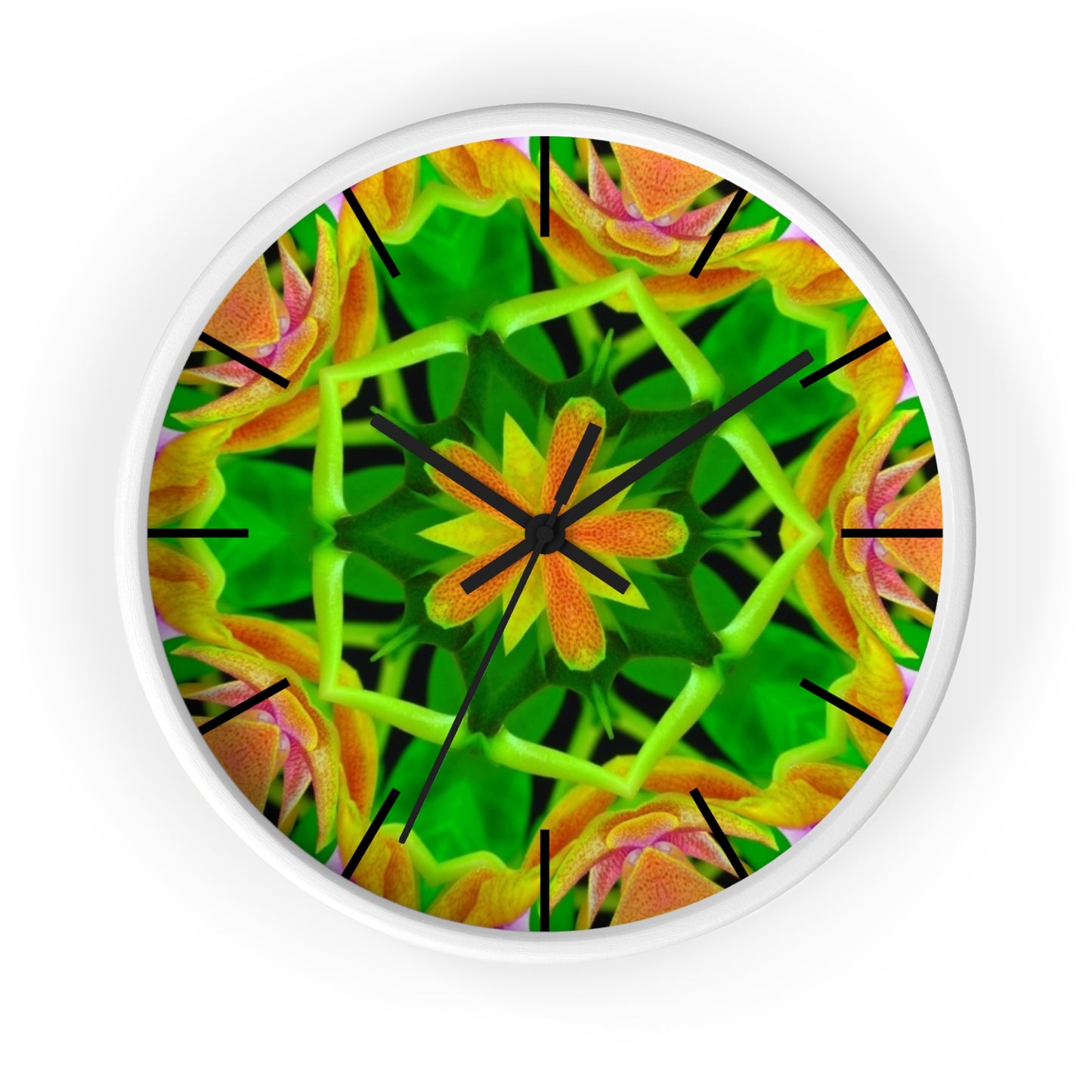 Wall Clock, Orchid Kaleidoscope #2, Hands/Base Variants