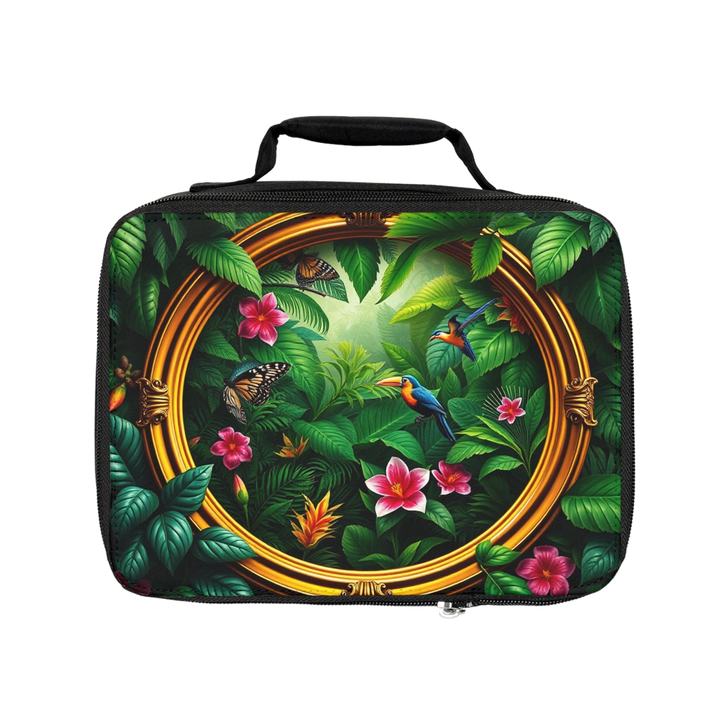 Framed Rainforest Lunch Bag - Eco-Friendly Insulated Tote, Adult and Child Lunchbox / Perfect for Picnics, Beach Outings