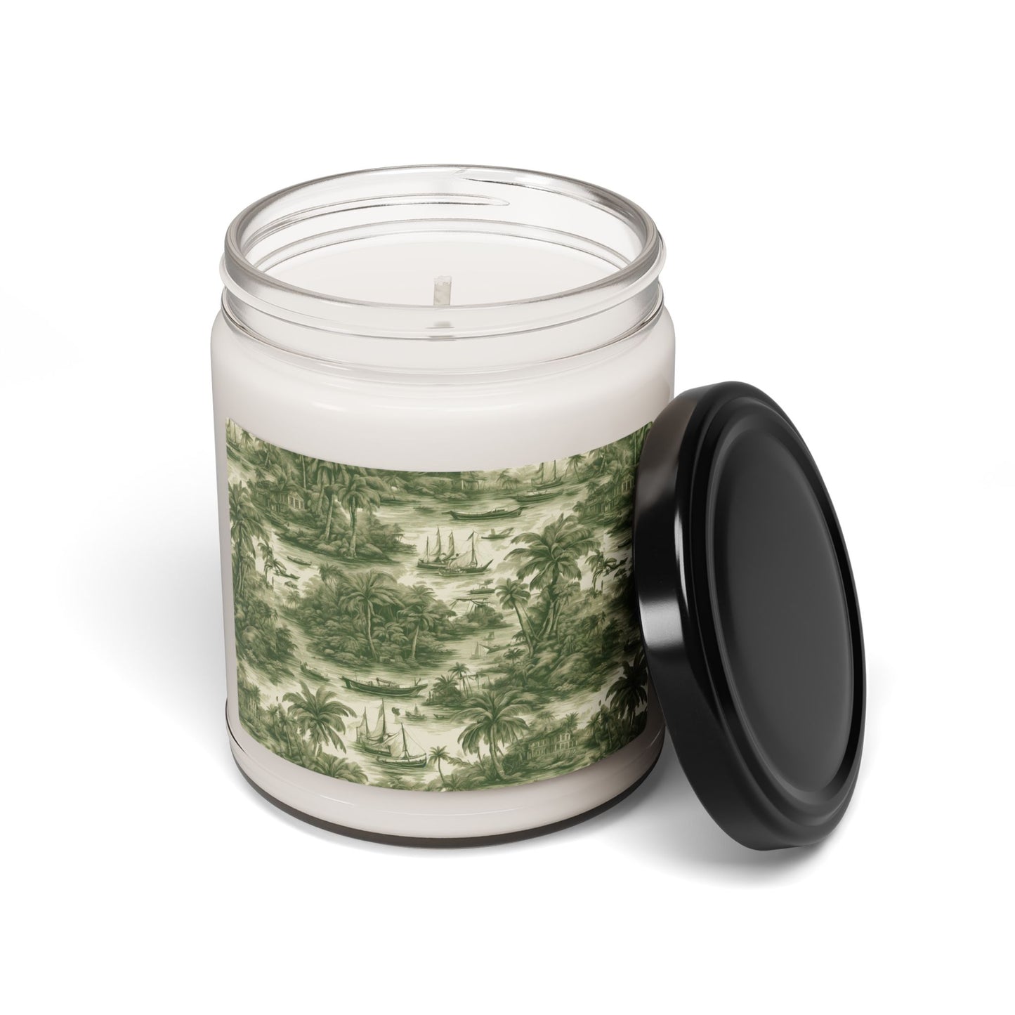 Scented Soy Candle, 9oz - Tropical Toile #1, green