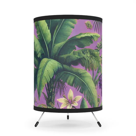 More Tropical Fruit/Dark Lilac Tripod Lamp with Artistic High-Res Shade - Perfect for Home Décor