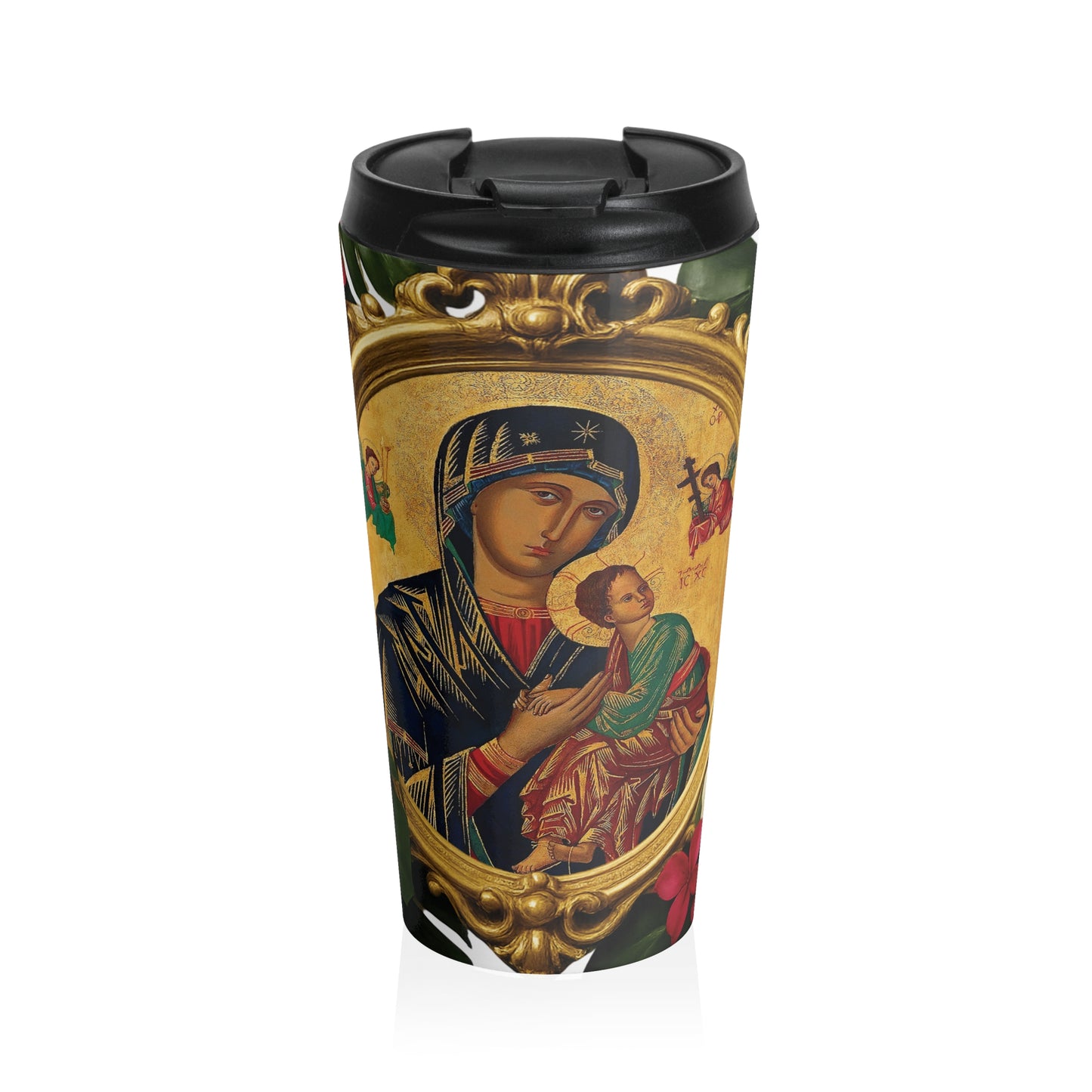 15 oz. Stainless Steel Travel Mug / Our Lady of Perpetual Help, Religious