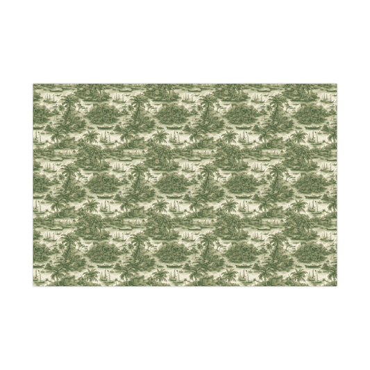 Gift Wrap Papers, Tropical Toile #1, Green, 3 Sizes