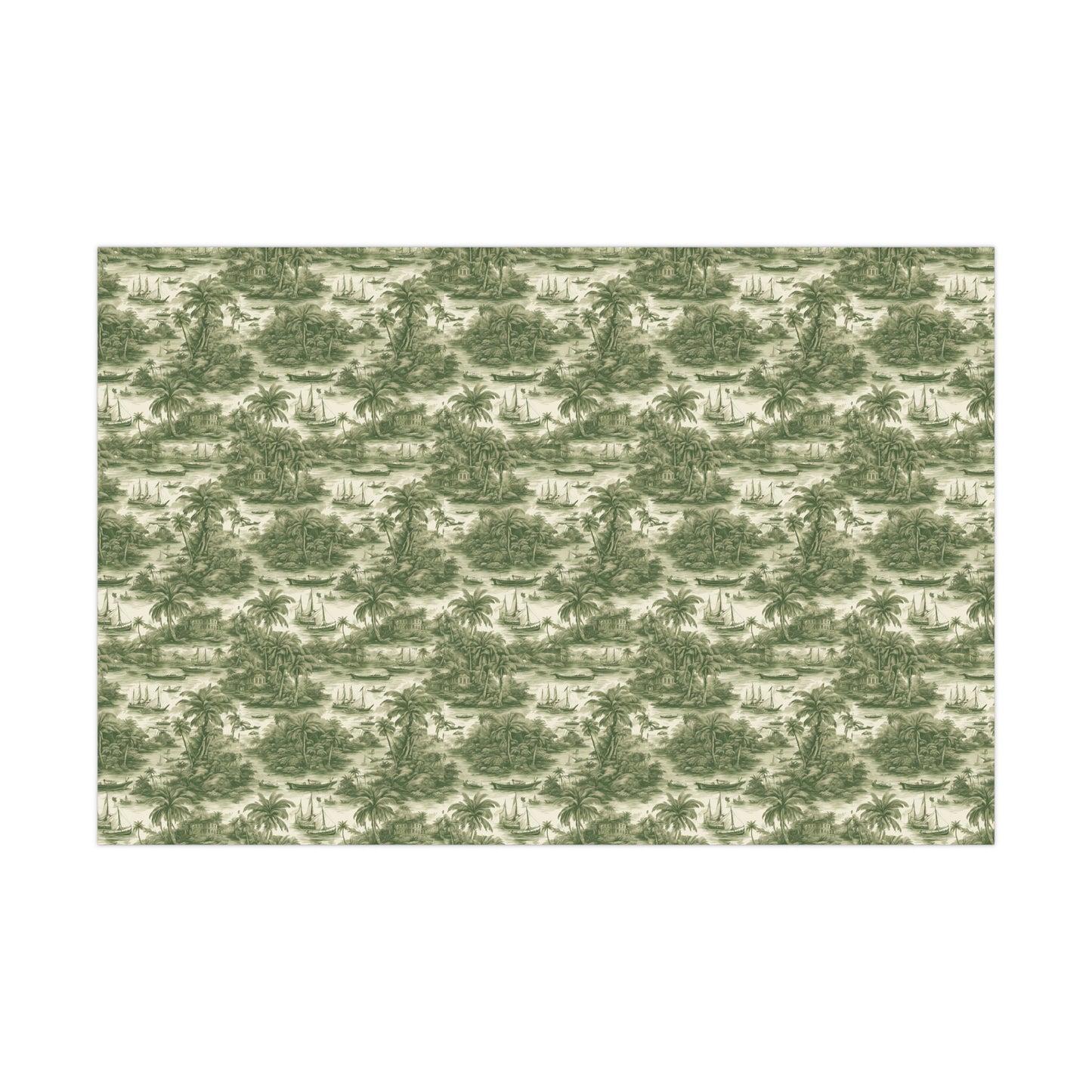 Gift Wrap Papers, Tropical Toile #1, Green, 3 Sizes