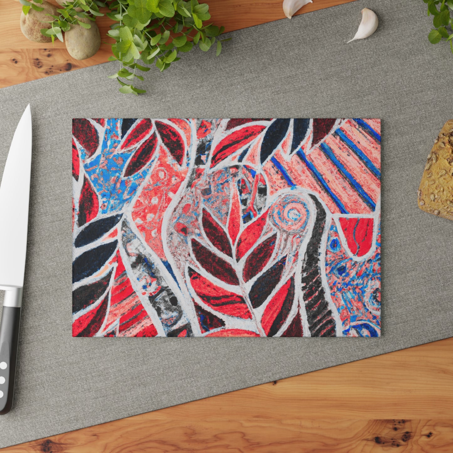 Glass Cutting Board, 2 sizes - Amazon Whimsy, Red